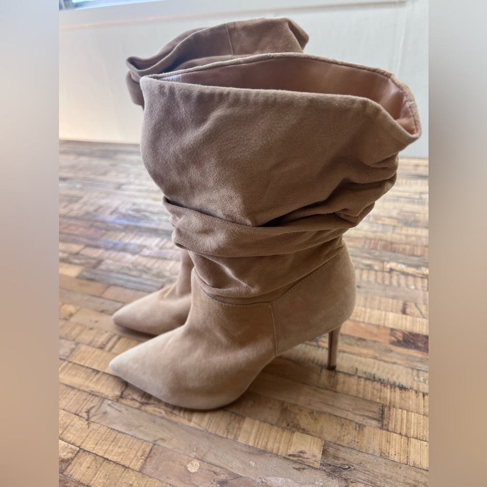 Suede Slouch Stiletto Knee-High Boots by Schultz